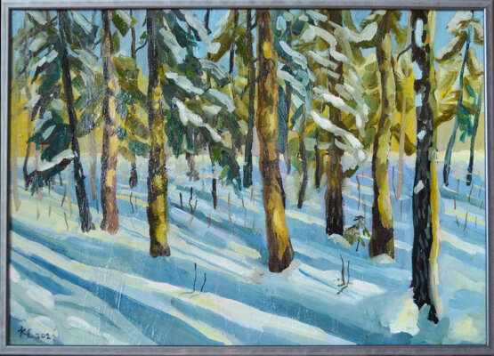 Painting “Winter morning”, Cardboard, Oil, Landscape painting, Russia, 2021 - photo 1