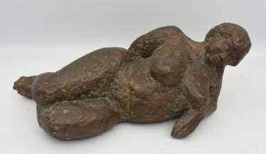 UNBEKANNTER KÜNSTLER:"Liegende Nackte", Bronze, 20. Jahrhundert
