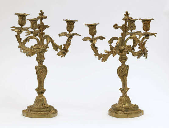 Paar Girandolen, dreiflammig, Louis XV-Stil - Foto 1