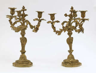 Paar Girandolen, dreiflammig, Louis XV-Stil 
