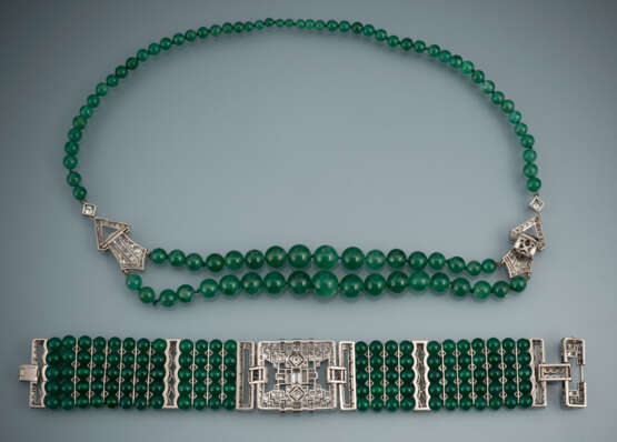 Art-Déco-Smaragd-Diamant-Collier und Armband - фото 2
