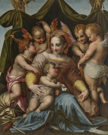 Andrea del Sarto (Andrea d'Agnolo [di Francesco]), Nachfolge , Maria mit dem Kind, dem Johannesknaben und drei Engeln - Foto 1