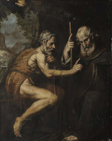 Italien, 17. Jahrhundert , Die Begegnung des Hl. Antonius Abbas mit dem Hl. Paulus von Theben - photo 1