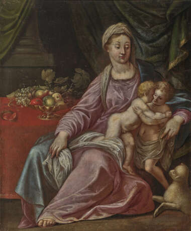 Monogrammist HCG, 17. Jahrhundert , Maria mit dem Kind und dem Johannesknaben - photo 1