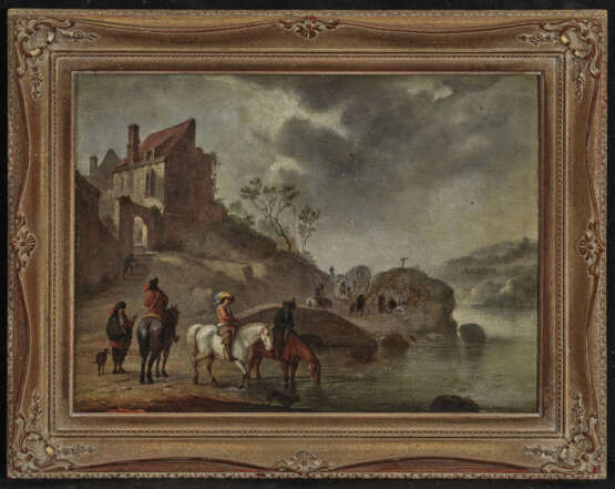 Niederlande 17. Jahrhundert , Reiter in Uferlandschaft - photo 2