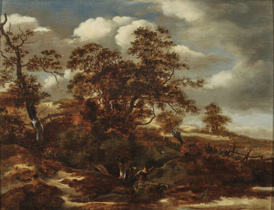 Niederlande, 17. Jahrhundert , Baumlandschaft mit Schafhirtin - Foto 1