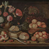 Italien, 17. Jahrhundert , Stillleben mit Früchten, Blumen, Brotlaib und Rettich - Foto 1
