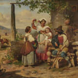 Eduard (Friedrich E.) Meyerheim, zugeschrieben , Italienische Hirtenfamilie vor Ihrem Haus in der Campagna - Foto 1