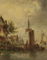 Nicolaas Martinus Wijdoogen, Holländische Kanallandschaft mit Booten 