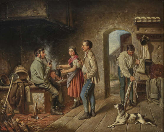 August Mansfeld, zugeschrieben , Soldaten in der Bauernküche - фото 1