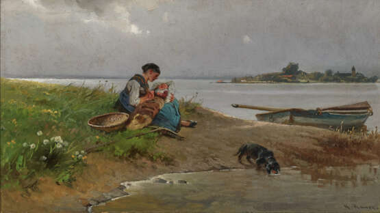 Karl Raupp, Bäuerin mit Kind am Ufer des Chiemsees - фото 1