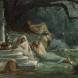 Unbekannt (Umkreis Kazimierz Alchimowicz, 1840 Dziembrów - 1916 Warschau?), 19. Jahrhundert , Schlafende Nymphen an einer Gedenksäule im Wald - photo 1