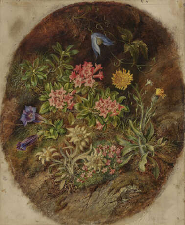 Theodor Petter, Wiesenstück mit Alpenblumen - photo 1