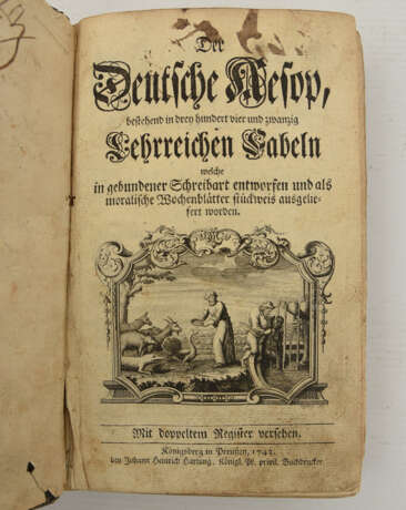 "DER DEUTSCHE AESOP", gebundene Ausgabe, Königsberg 1743 - photo 1