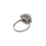 Ring mit Perle umgeben von Saphiren und Brillanten, - photo 3