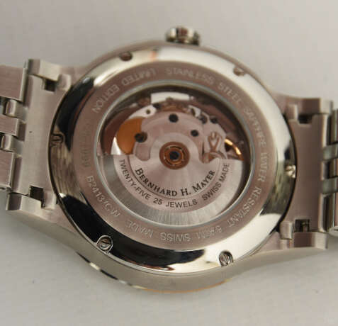 BERNHARD H. MAYER, "CHRONOS" AUTOMATIC, limitierte Herrenarmbanduhr Edelstahl, Schweiz um 2012 - Foto 1