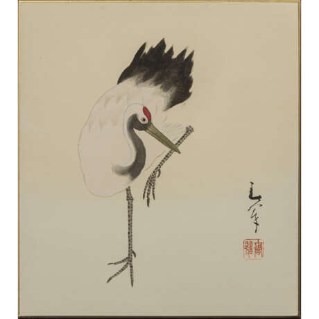 Malerei eines Kranichs. JAPAN, 20. Jahrhundert. - Foto 1