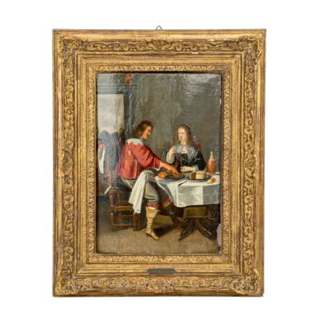 LAMEN, Christoph J. van der, ATTRIBUIERT / UMKREIS (C.v.d.L.: Antwerpen um 1606-um 1651), "Paar am Tisch", - photo 1