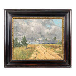 HOENOW, MAX (1851-1909), "Landschaft mit sandigem Weg und vereinzelten Bäumen",