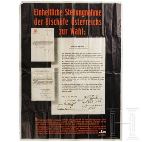 Plakat "Einheitliche Stellungnahme der Bischöfe Österreichs zur Wahl", 1938 - Foto 1