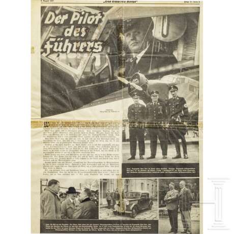 SS-GruF. Hans Baur - großformatiges Foto und zwei Zeitungsausschnitte - photo 3