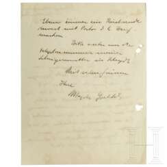 Magda Goebbels - eigenhändiger Brief an ihre Sekretärin Frl. Schmidt, 1937