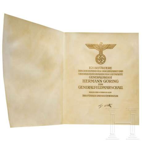 Museumsanfertigung der Pergament-Ernennungsurkunde Hermann Görings zum Generalfeldmarschall vom 4. Februar 1938 - Foto 1