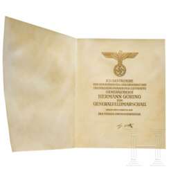 Museumsanfertigung der Pergament-Ernennungsurkunde Hermann Görings zum Generalfeldmarschall vom 4. Februar 1938