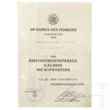 Verleihungsurkunde zum KVK 2. Klasse m.S. mit Original Unterschrift Gen.d.Pz.truppe Josef Harpe - фото 1
