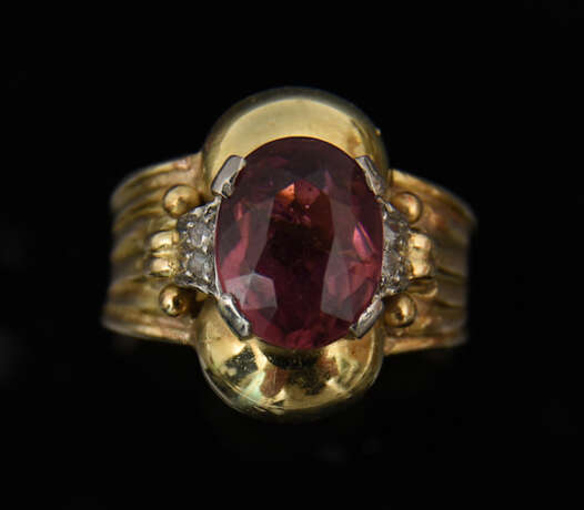 RING, 585er Gelbgold, Diamanten, 20. Jahrhundert - фото 3