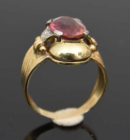 RING, 585er Gelbgold, Diamanten, 20. Jahrhundert - Foto 4