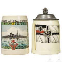 Krug "Kreuzer Admiral Hipper" sowie Objekte von Angehörigen der Kriegsmarine