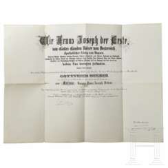 Kaiserlich Österreichischer Franz Joseph-Orden - große Ernennungsurkunde zum Ritter für den kaiserlichen Rat Gottfried Hueber, datiert 1894