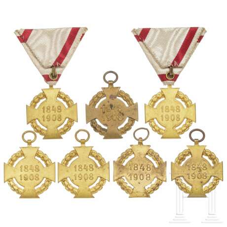 Sieben Jubiläums-Militärkreuze 1848 - 1908 und Bänder - photo 2