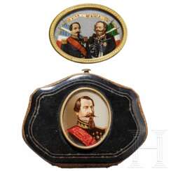 Kaiser Napoleon III. und König Victor Emmanuele II. - Geldbörse und Medaillon