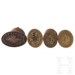 Drei Siegel und ein Stempel militärischer Einheiten, 19. Jahrhundert