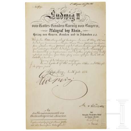König Ludwig II. von Bayern - Autograph, datiert 21.7.1885 - Foto 1