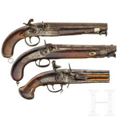 Drei Pistolen, 18. und 19. Jahrhundert