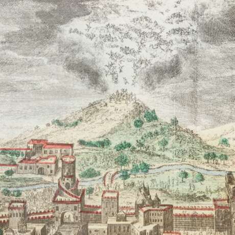 Johann Daniel Herz - Gesamtpanorama der Stadt Jerusalem, kolorierter Kupferstich, 1735 - фото 4