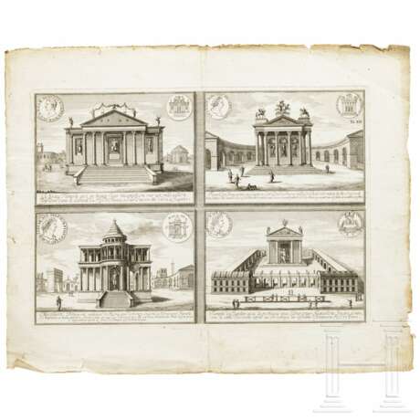 Sechs Kupferstiche mit architektonischen Sehenswürdigkeiten, deutsch und Frankreich, 18. Jahrhundert - photo 10