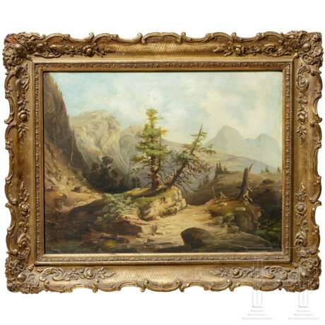 August Seidel (1820 - 1904) zugeschrieben - Gemälde einer Gebirgslandschaft - Foto 1