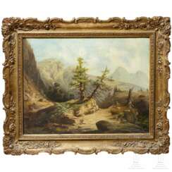 August Seidel (1820 - 1904) zugeschrieben - Gemälde einer Gebirgslandschaft