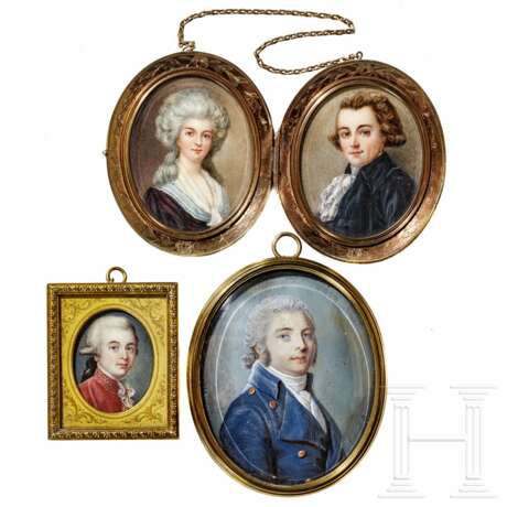 Vier Portraitminiaturen, England, 2. Hälfte 18. Jahrhundert - photo 1