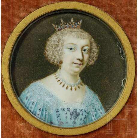 Miniaturmalerei auf Elfenbein, Dame mit Krone, England, 19. Jahrhundert - Foto 2