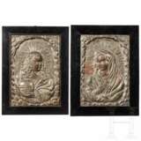 Zwei versilberte Reliefs, Jesus und Maria, süddeutsch, um 1700 - Foto 1