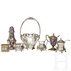 Sechs Silberobjekte für eine Tee-/Kaffetafel, deutsch, um 1900