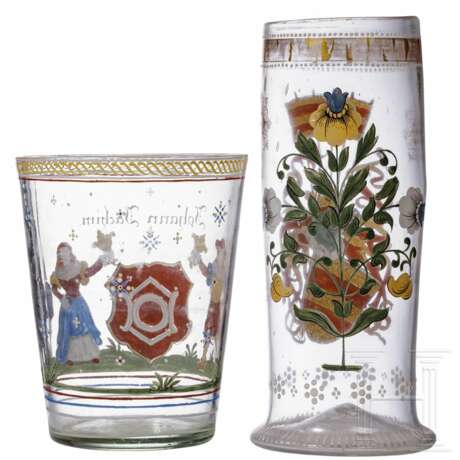 Zwei bemalte Gläser, deutsch, 19. Jahrhundert - Foto 2