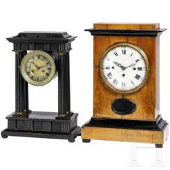 Zwei Biedermeier-Uhren, deutsch, 1. Hälfte 19. Jahrhundert