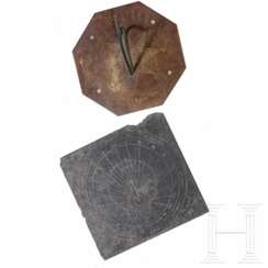 Zwei Ziffernblätter von Sonnenuhren, flämisch, 18. Jahrhundert