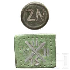 Zwei byzantinische Gewichte, östlicher Mittelmeerraum, 6. - 10. Jahrhundert
